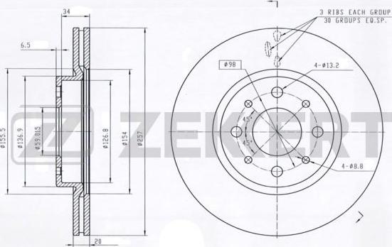 Zekkert BS-5008 - Тормозной диск autospares.lv