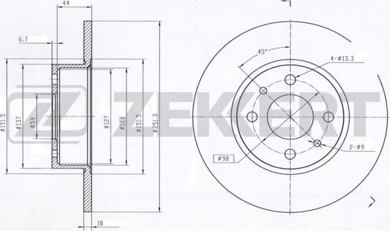 Zekkert BS-5013 - Тормозной диск autospares.lv