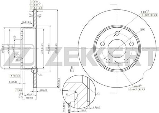 Zekkert BS-5012 - Тормозной диск autospares.lv