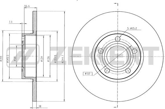 Zekkert BS-5080B - Тормозной диск autospares.lv