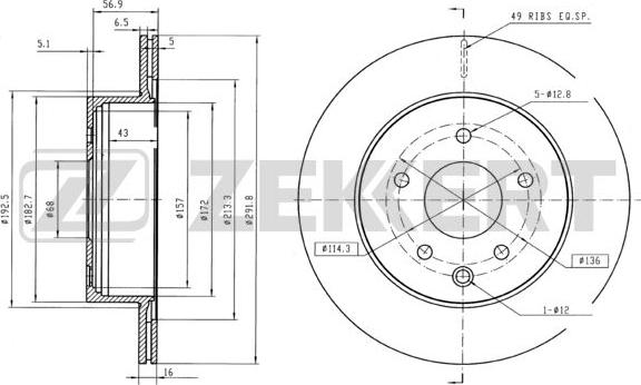 Zekkert BS-5036B - Тормозной диск autospares.lv