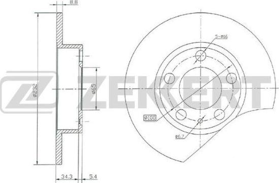 Zekkert BS-5032 - Тормозной диск autospares.lv