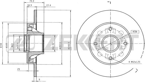 Zekkert BS-5025 - Тормозной диск autospares.lv