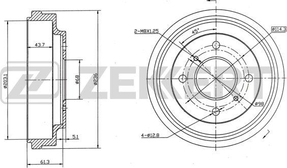 Zekkert BS-5027 - Тормозной барабан autospares.lv