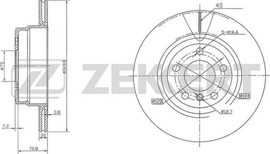 Zekkert BS-5073 - Тормозной диск autospares.lv