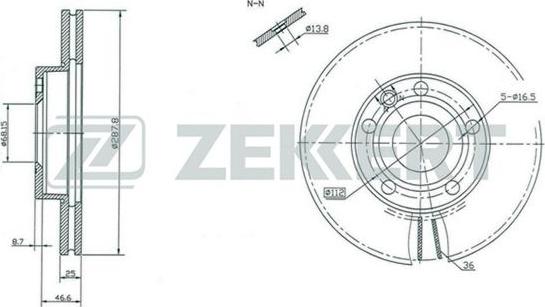 Zekkert BS-5198 - Тормозной диск autospares.lv