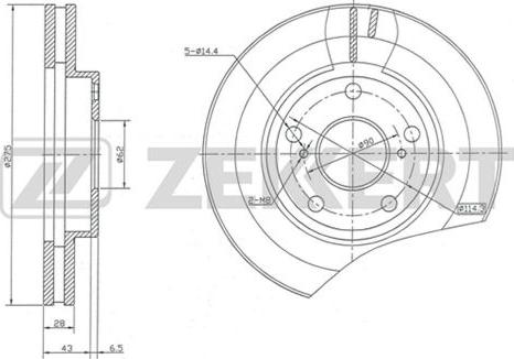 Zekkert BS-5142 - Тормозной диск autospares.lv
