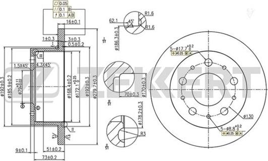 Zekkert BS-5151 - Тормозной диск autospares.lv