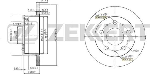 Zekkert BS-5166 - Тормозной диск autospares.lv