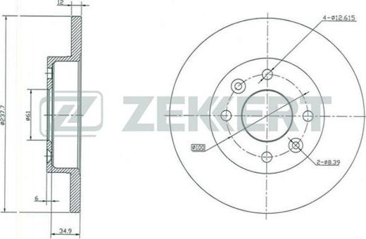 Zekkert BS-5105 - Тормозной диск autospares.lv