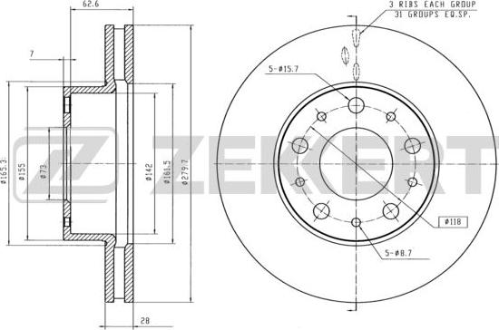 Zekkert BS-5108 - Тормозной диск autospares.lv