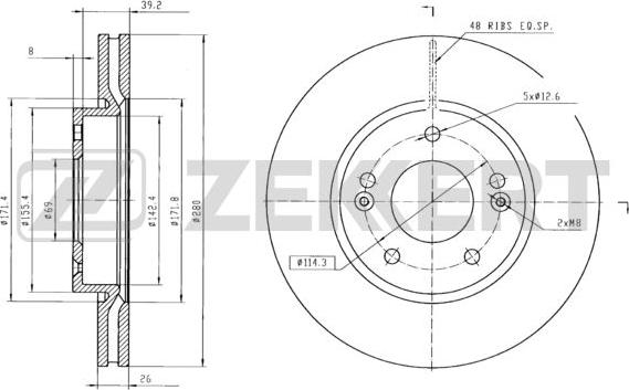 Zekkert BS-5119B - Тормозной диск autospares.lv