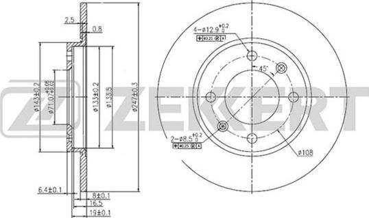 Zekkert BS-5114 - Тормозной диск autospares.lv