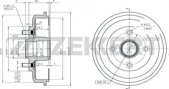 Zekkert BS-5170 - Тормозной барабан autospares.lv