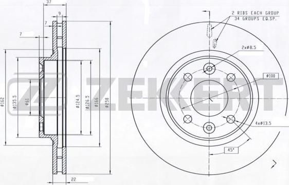 Zekkert BS-5890 - Тормозной диск autospares.lv