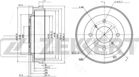 Zekkert BS-5849 - Тормозной барабан autospares.lv