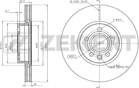 Zekkert BS-5846 - Тормозной диск autospares.lv