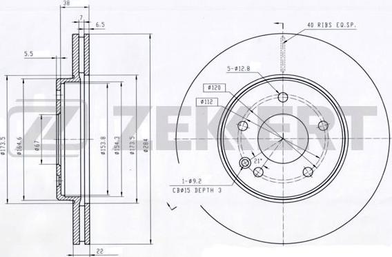 Zekkert BS-5848 - Тормозной диск autospares.lv