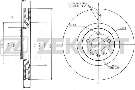 Zekkert BS-5843 - Тормозной диск autospares.lv