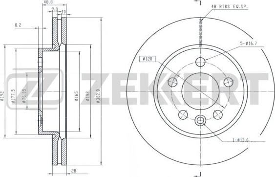 Zekkert BS-5855 - Тормозной диск autospares.lv