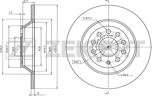 Zekkert BS-5864B - Тормозной диск autospares.lv