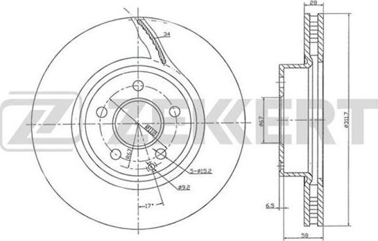 Zekkert BS-5863 - Тормозной диск autospares.lv