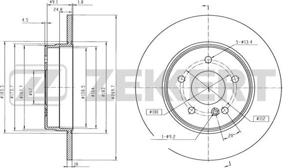 Zekkert BS-5809 - Тормозной диск autospares.lv