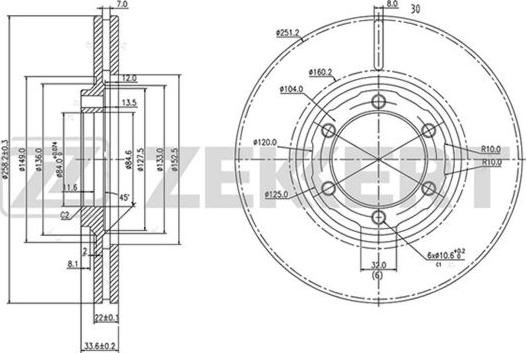 Zekkert BS-5816 - Тормозной диск autospares.lv