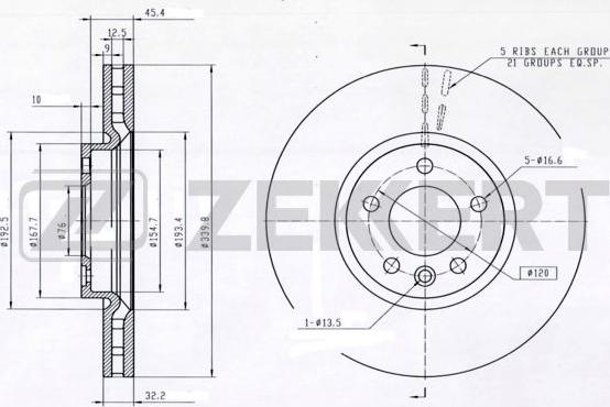 Zekkert BS-5885 - Тормозной диск autospares.lv