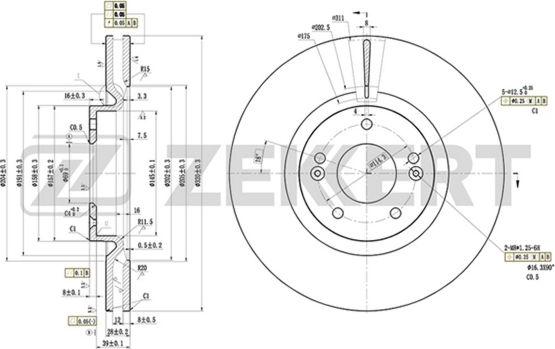 Zekkert BS-5834 - Тормозной диск autospares.lv