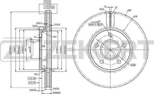 Zekkert BS-5394 - Тормозной диск autospares.lv