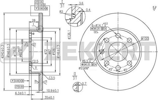 Zekkert BS-5355 - Тормозной диск autospares.lv