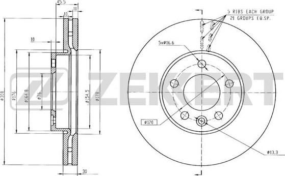 Zekkert BS-5357B - Тормозной диск autospares.lv