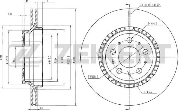 Zekkert BS-5303B - Тормозной диск autospares.lv