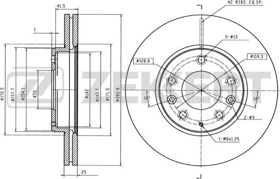 Zekkert BS-5389B - Тормозной диск autospares.lv