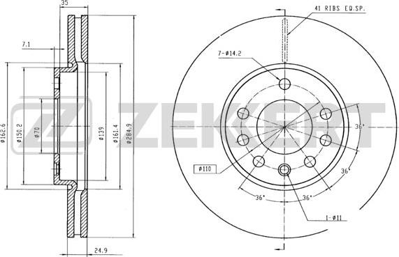 Zekkert BS-5383B - Тормозной диск autospares.lv