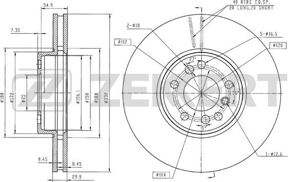 Zekkert BS-5335B - Тормозной диск autospares.lv