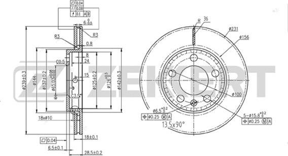 Zekkert BS-5337 - Тормозной диск autospares.lv