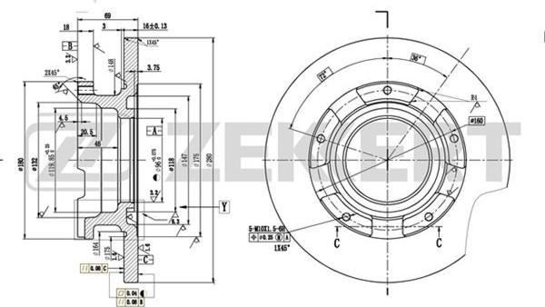 Zekkert BS-5329 - Тормозной диск autospares.lv