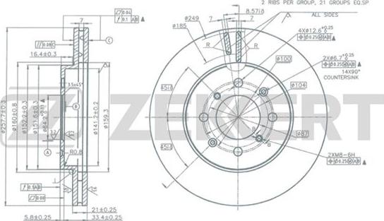 Zekkert BS-5377 - Тормозной диск autospares.lv