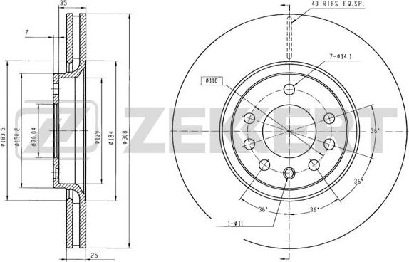 Zekkert BS-5294B - Тормозной диск autospares.lv