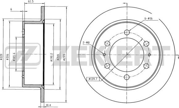 Zekkert BS-5255 - Тормозной диск autospares.lv