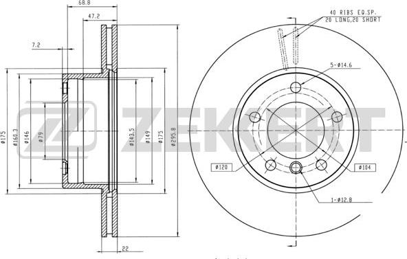 Zekkert BS-5209B - Тормозной диск autospares.lv