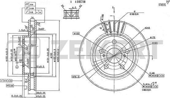 Zekkert BS-5205 - Тормозной диск autospares.lv