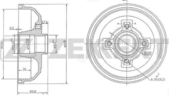 Zekkert BS-5208 - Тормозной барабан autospares.lv