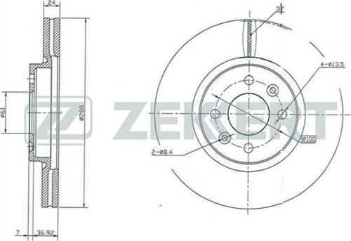 Zekkert BS-5214 - Тормозной диск autospares.lv