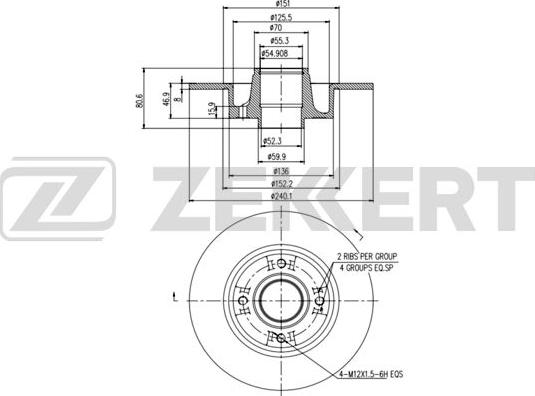 Zekkert BS-5232BZ - Тормозной диск autospares.lv