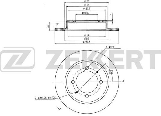 Zekkert BS-5225B - Тормозной диск autospares.lv