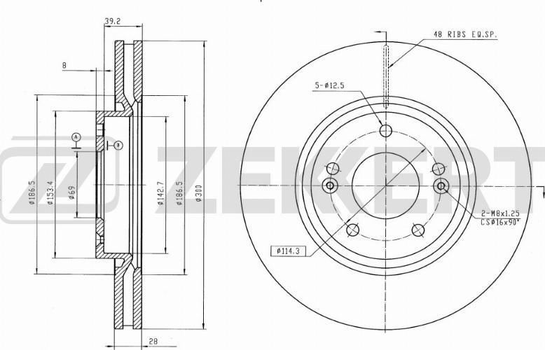 Zekkert BS-5274B - Тормозной диск autospares.lv