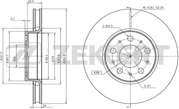 Zekkert BS-5270B - Тормозной диск autospares.lv